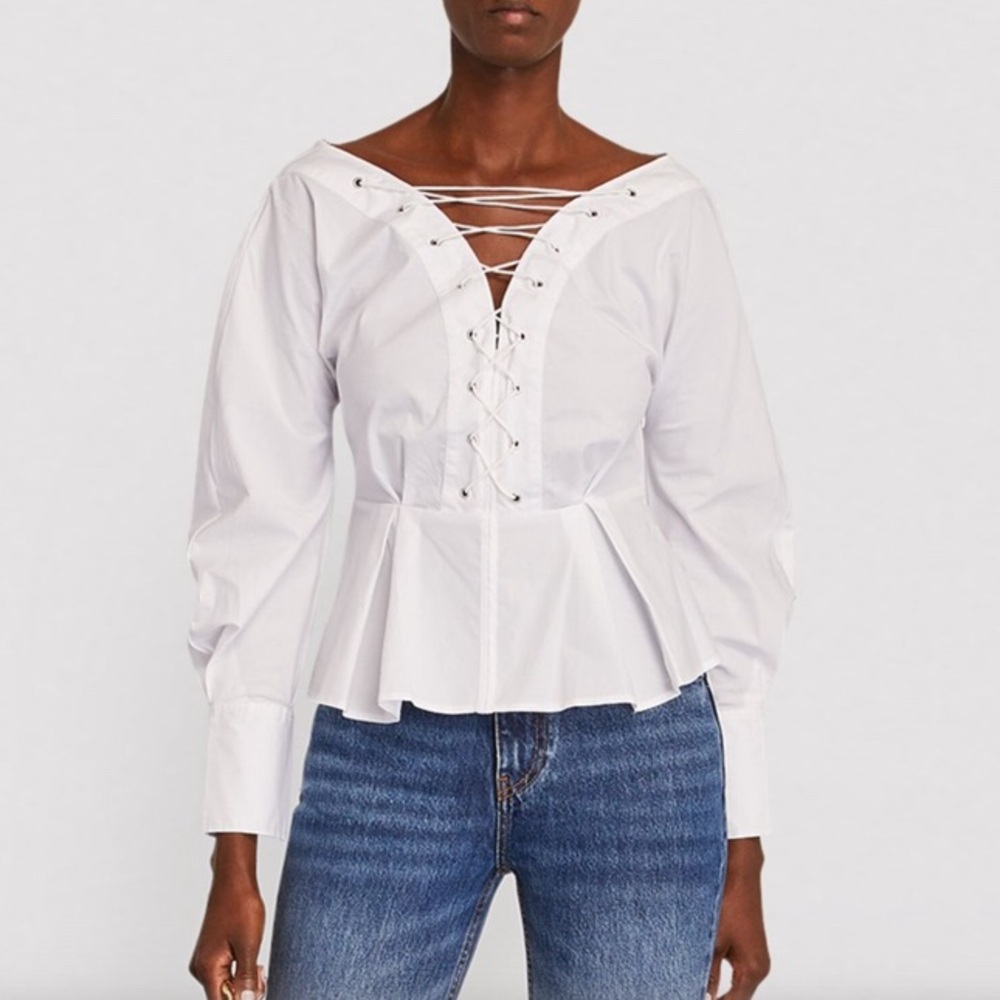 Staud Monroe lace up top size 6